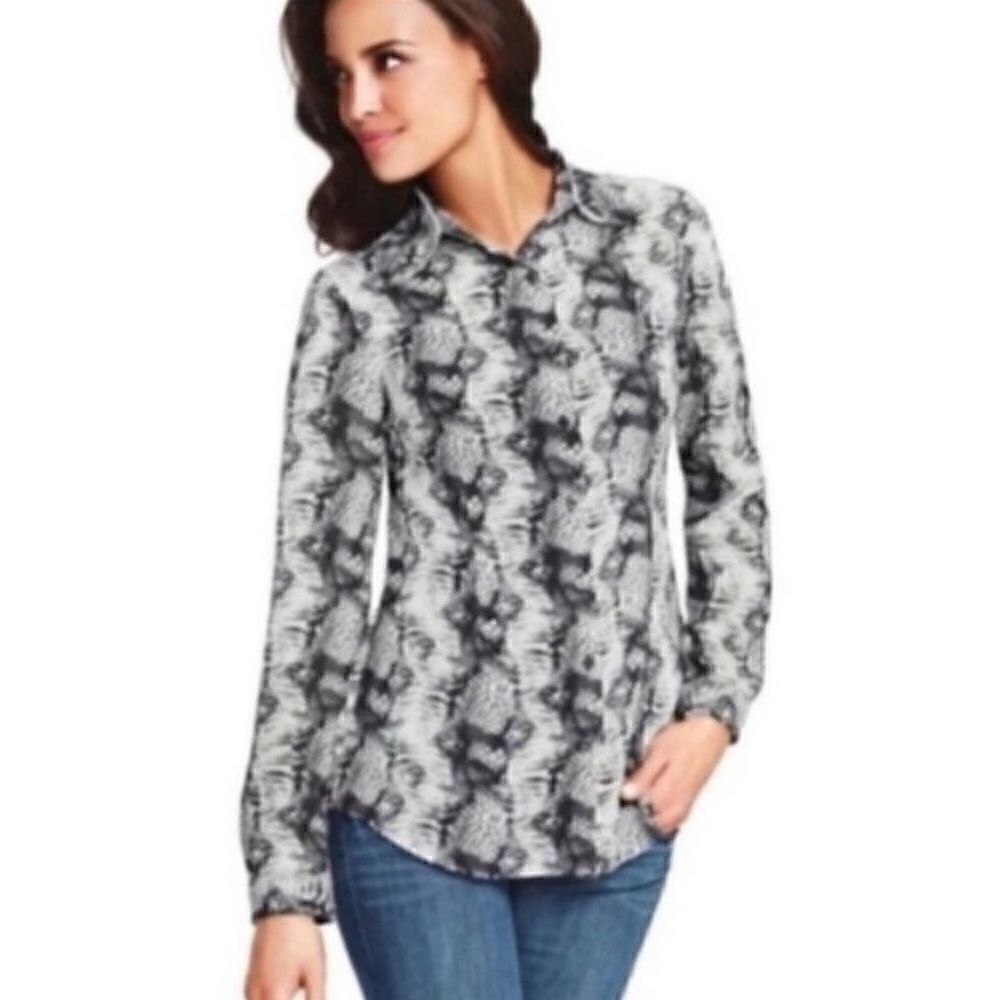 Cabi Python Snakeprint Sheer Buttontop Chiffon Wo… - image 3